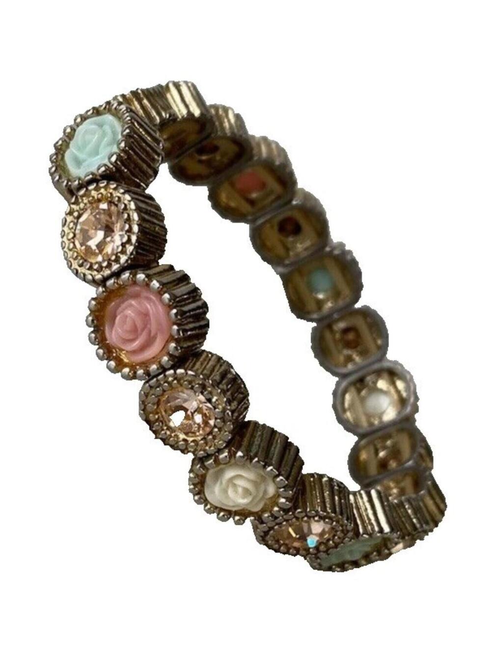 Vintage Women Beaded Elastic Stretch Bracelet Rhinestone Crystal Costume Jewelry